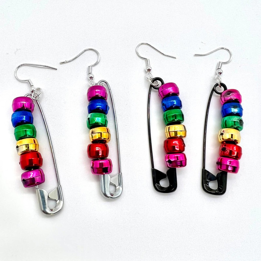 Rainbow Earrings - Safety Pin Earrings - Pride Earrings - Teen Earrings - LGBTQ